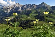 06 Scendendo dal Passo di Lemma (2137 m) sul sent. 116 alla Baita del Camoscio spettacolare conca di San Simone con Pegherolo-Cavallo